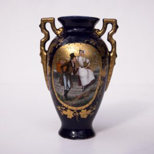 Small Limoges-style vase featuring a courting couple