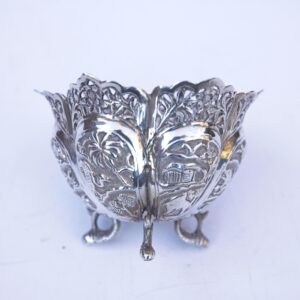 Antique Indian repoussé white metal bowl