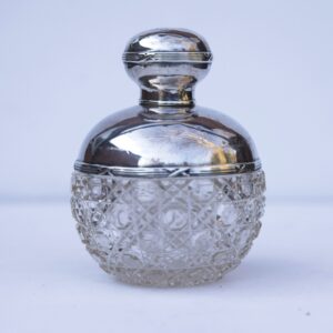Crystal perfume bottle with sterling silver lid, Chester hallmark c.1895