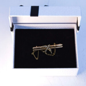 Antique 15ct gold 'Swift' brooch with seed pearls c. 1905.