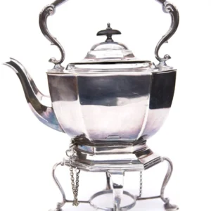 Silver-plated tilting spirit kettle, Carrington & Co