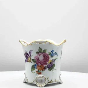 Small Dresden Hand-Decorated Porcelain Vase/Cachepot 20th Century