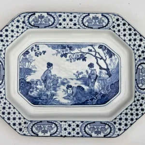 Blue and White Antique Serving Platter Adams 'Tokio' design c. 1920
